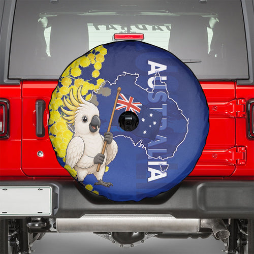 Australia Cockatoo Spare Tire Cover Aussie Flag With Golden Wattle