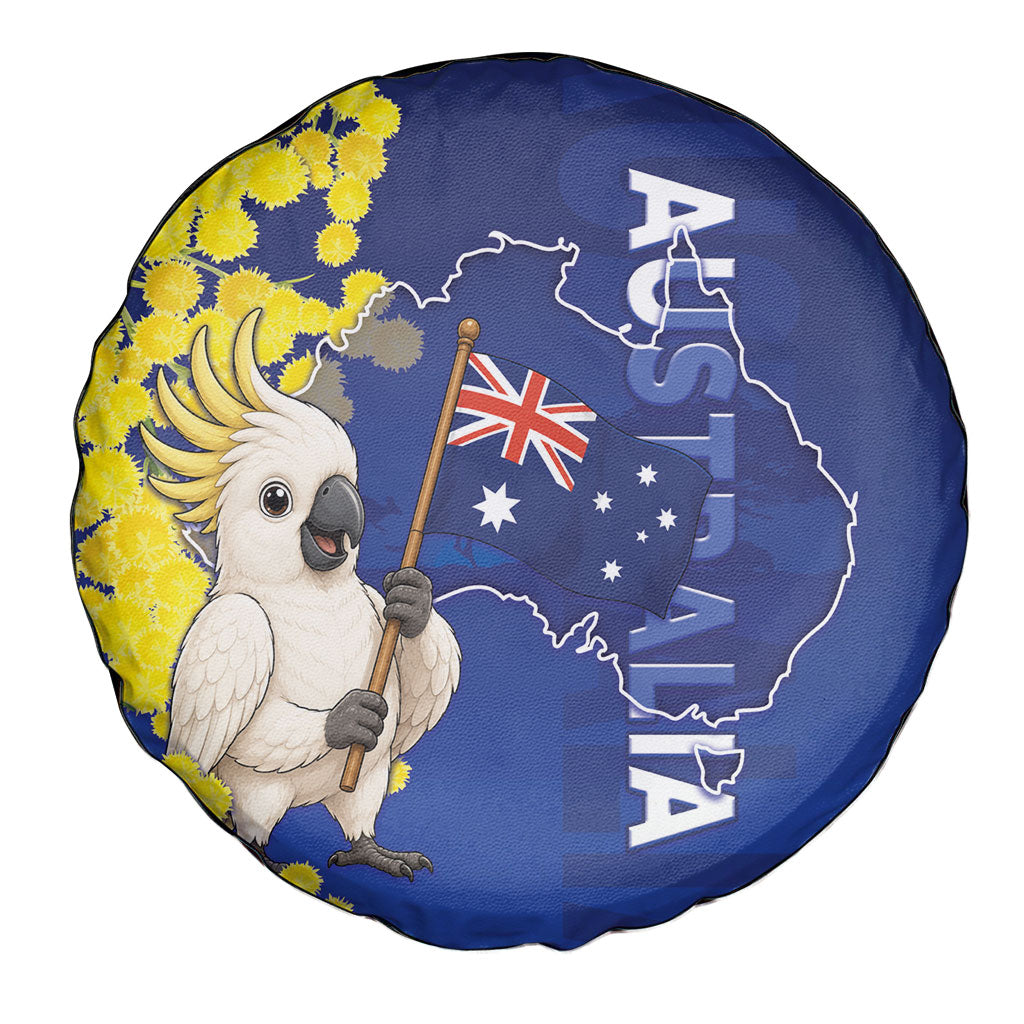 Australia Cockatoo Spare Tire Cover Aussie Flag With Golden Wattle