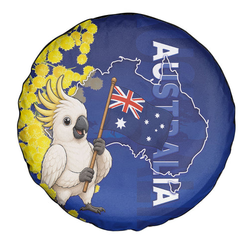 Australia Cockatoo Spare Tire Cover Aussie Flag With Golden Wattle