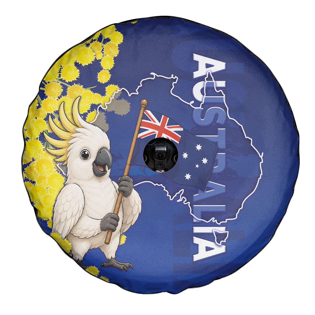 Australia Cockatoo Spare Tire Cover Aussie Flag With Golden Wattle