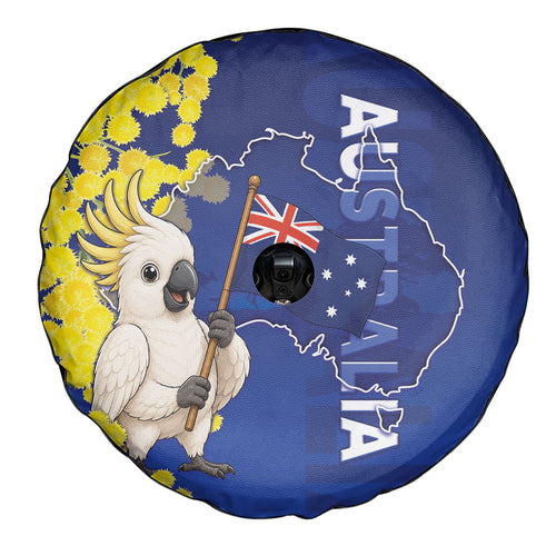 Australia Cockatoo Spare Tire Cover Aussie Flag With Golden Wattle