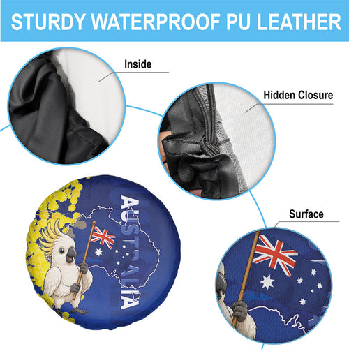 Australia Cockatoo Spare Tire Cover Aussie Flag With Golden Wattle