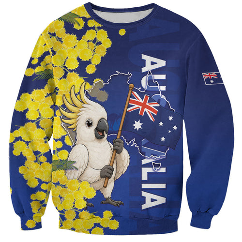 Australia Cockatoo Sweatshirt Aussie Flag With Golden Wattle