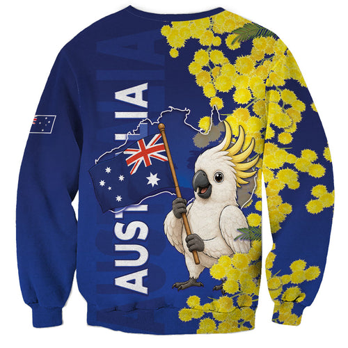 Australia Cockatoo Sweatshirt Aussie Flag With Golden Wattle