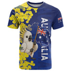 Australia Cockatoo T Shirt Aussie Flag With Golden Wattle
