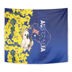 Australia Cockatoo Tapestry Aussie Flag With Golden Wattle