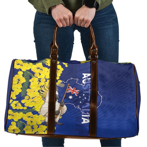 Australia Cockatoo Travel Bag Aussie Flag With Golden Wattle