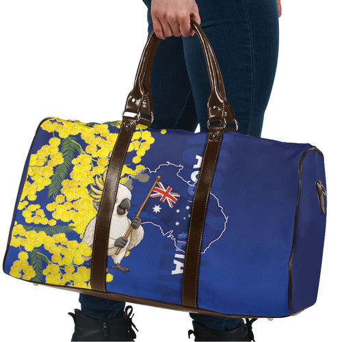 Australia Cockatoo Travel Bag Aussie Flag With Golden Wattle