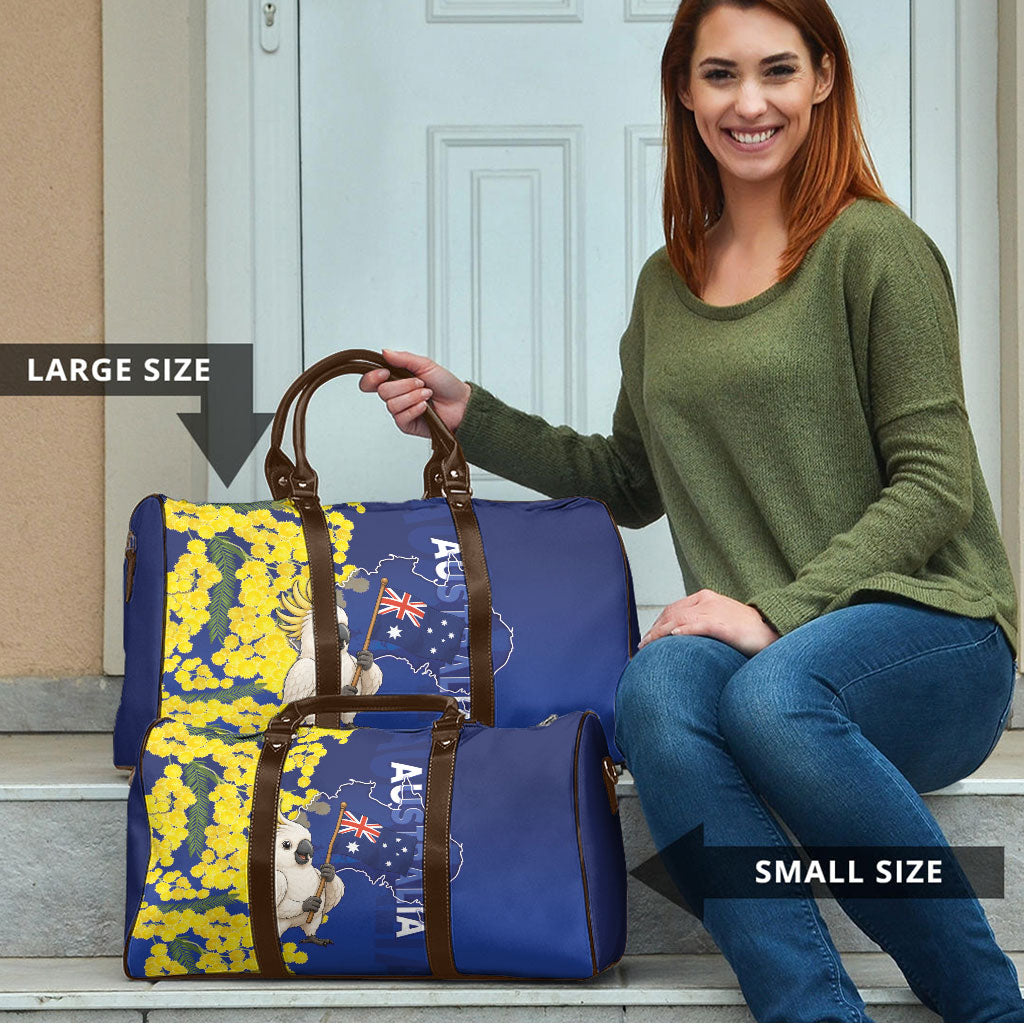 Australia Cockatoo Travel Bag Aussie Flag With Golden Wattle