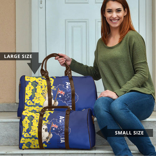 Australia Cockatoo Travel Bag Aussie Flag With Golden Wattle