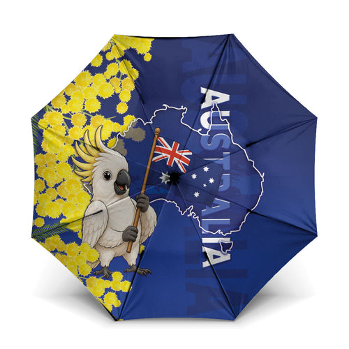 Australia Cockatoo Umbrella Aussie Flag With Golden Wattle
