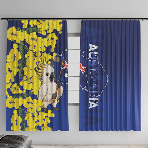 Australia Cockatoo Window Curtain Aussie Flag With Golden Wattle