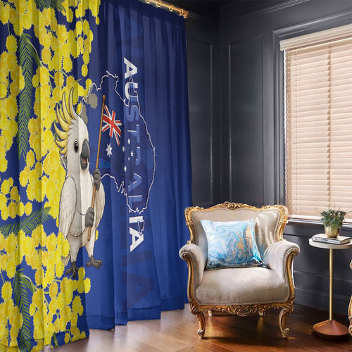 Australia Cockatoo Window Curtain Aussie Flag With Golden Wattle