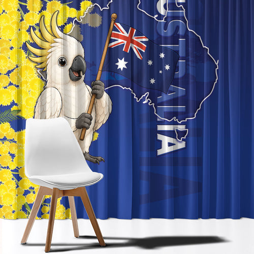 Australia Cockatoo Window Curtain Aussie Flag With Golden Wattle