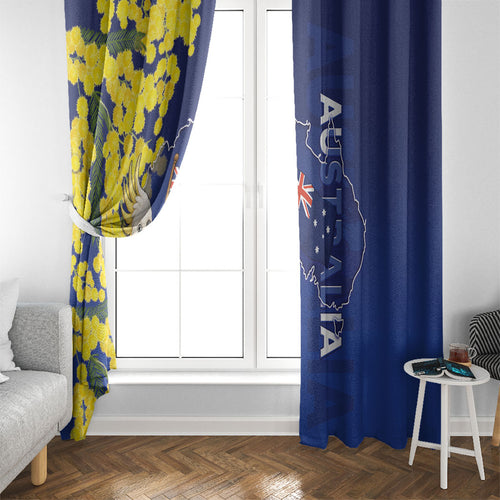 Australia Cockatoo Window Curtain Aussie Flag With Golden Wattle