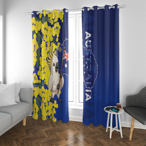 Australia Cockatoo Window Curtain Aussie Flag With Golden Wattle