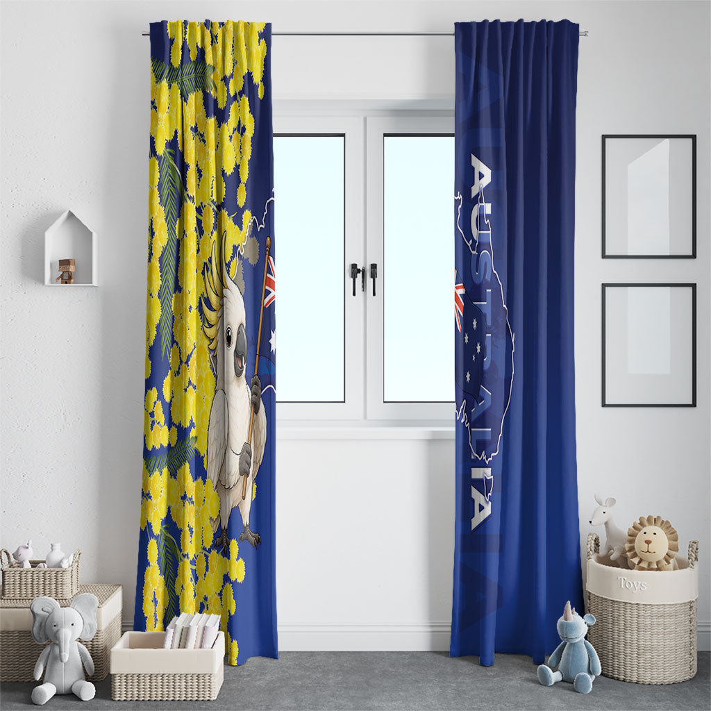 Australia Cockatoo Window Curtain Aussie Flag With Golden Wattle