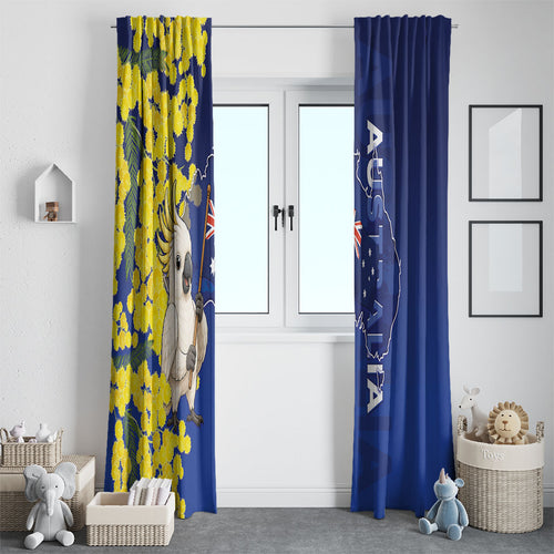 Australia Cockatoo Window Curtain Aussie Flag With Golden Wattle
