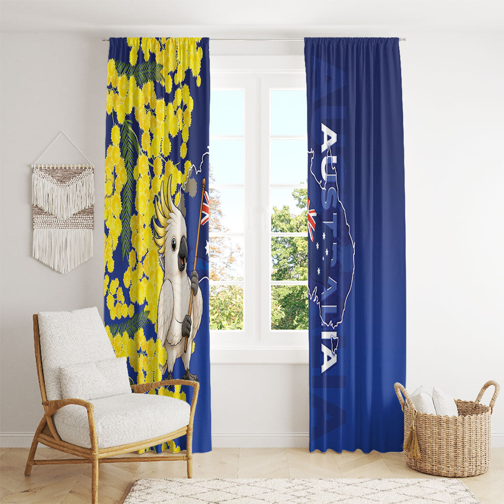 Australia Cockatoo Window Curtain Aussie Flag With Golden Wattle