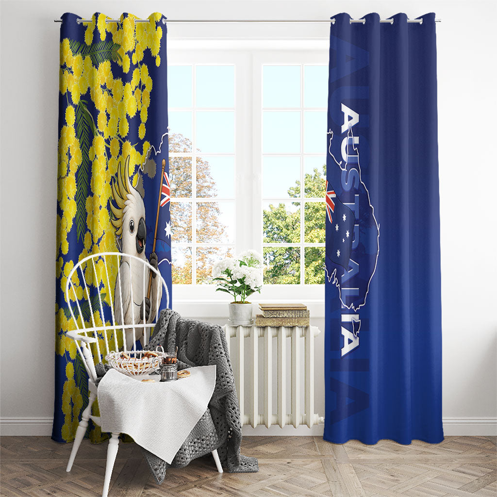 Australia Cockatoo Window Curtain Aussie Flag With Golden Wattle