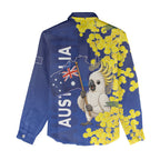 Australia Cockatoo Women Casual Shirt Aussie Flag With Golden Wattle