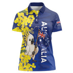 Australia Cockatoo Women Polo Shirt Aussie Flag With Golden Wattle