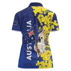 Australia Cockatoo Women Polo Shirt Aussie Flag With Golden Wattle