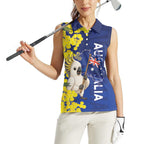 Australia Cockatoo Women Sleeveless Polo Shirt Aussie Flag With Golden Wattle