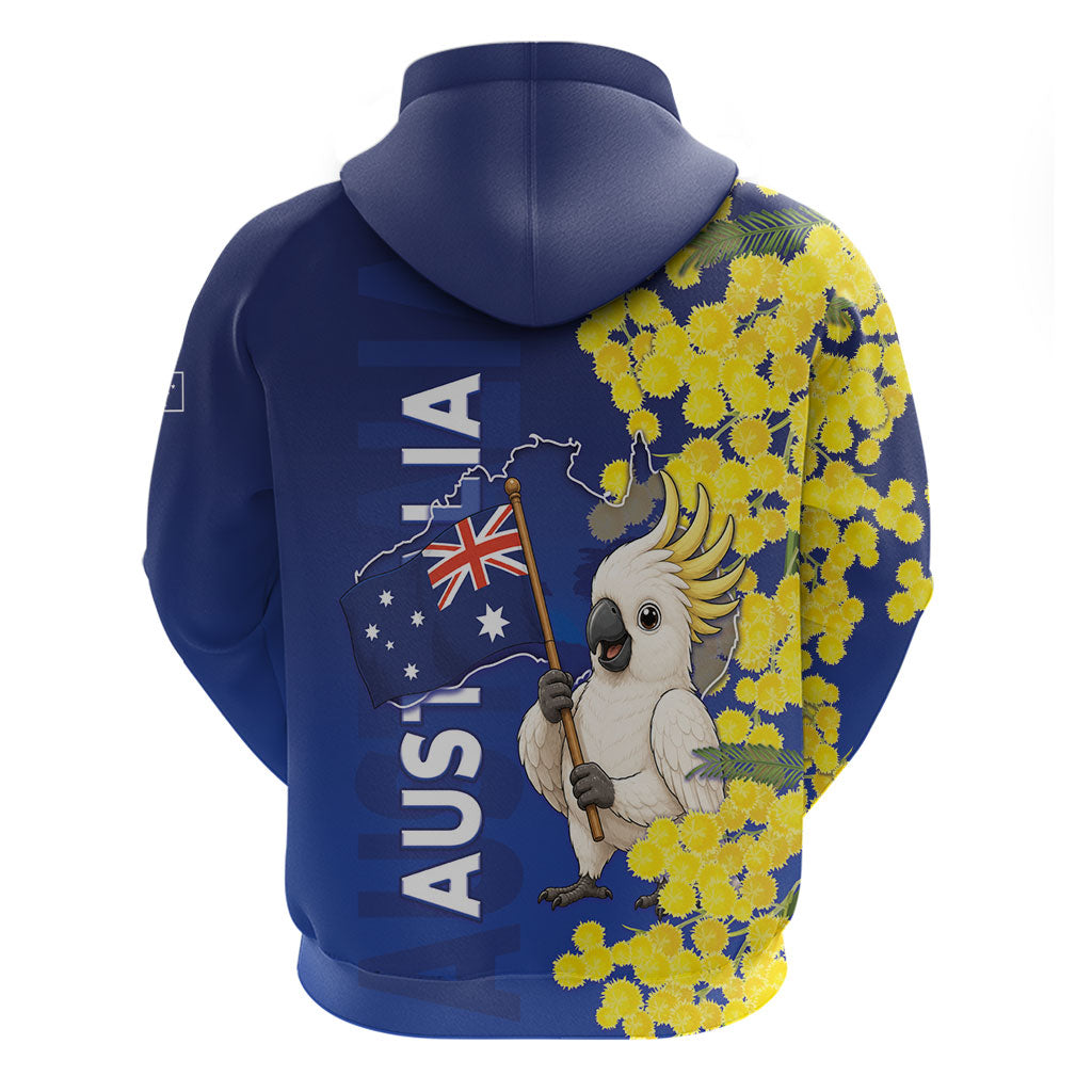 Australia Cockatoo Zip Hoodie Aussie Flag With Golden Wattle