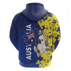 Australia Cockatoo Zip Hoodie Aussie Flag With Golden Wattle