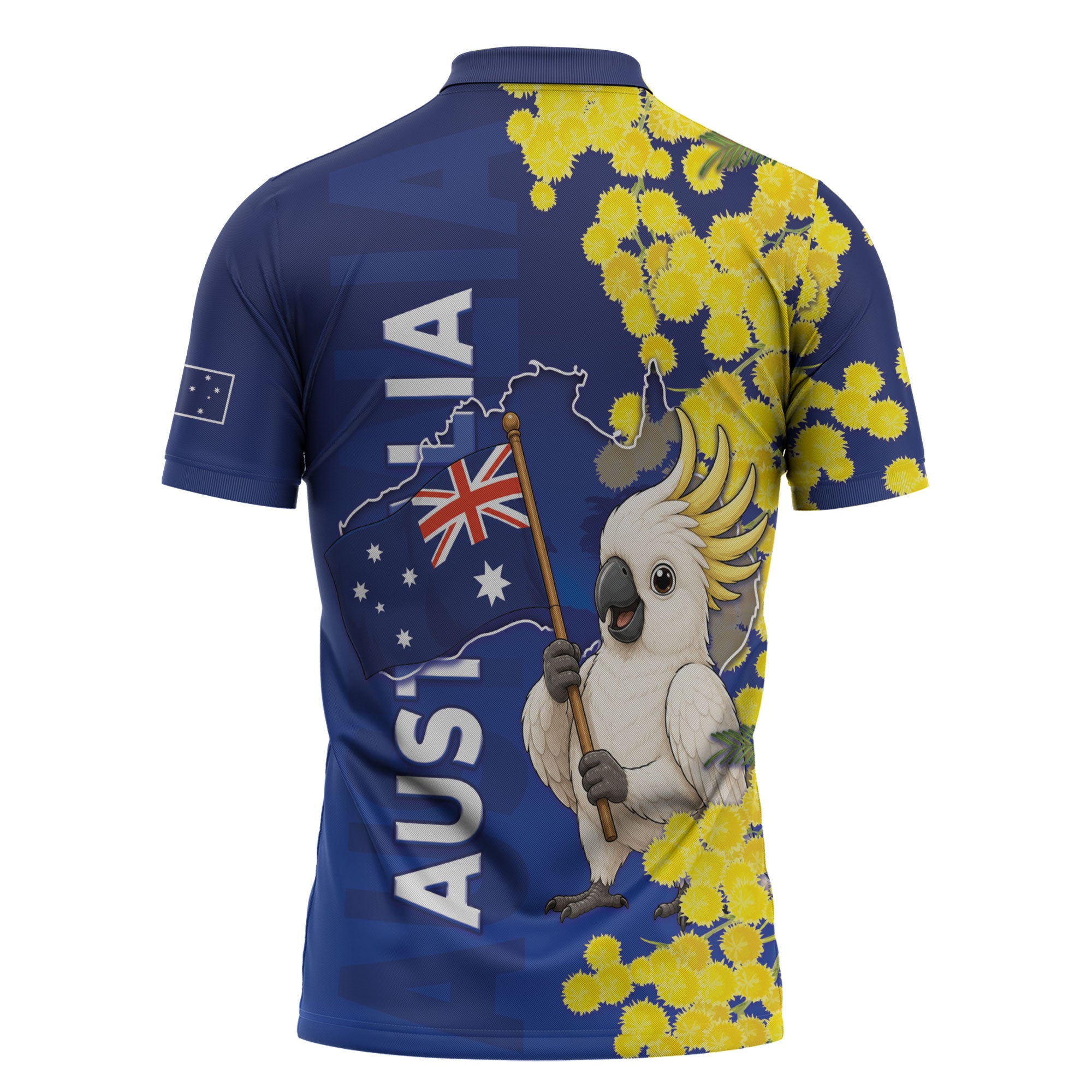 Australia Cockatoo Zipper Polo Shirt Aussie Flag With Golden Wattle