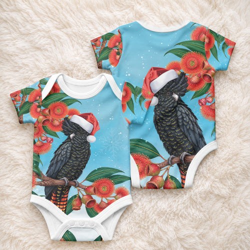 Australia Cockatoo Festive Christmas Baby Onesie