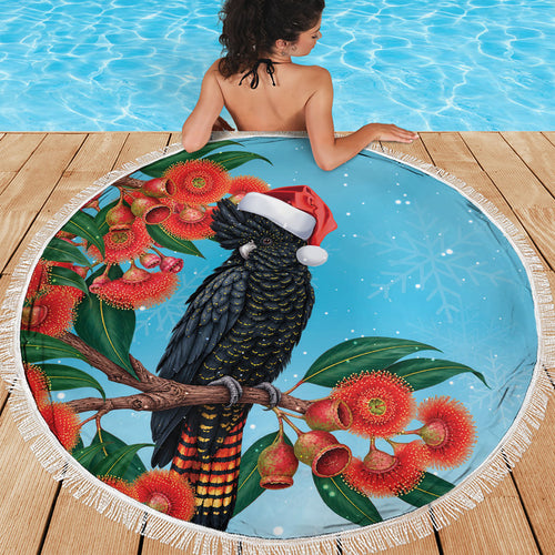 Australia Cockatoo Festive Christmas Beach Blanket