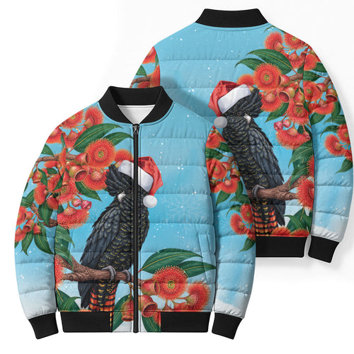 Australia Cockatoo Festive Christmas Bomber Puffer Jacket