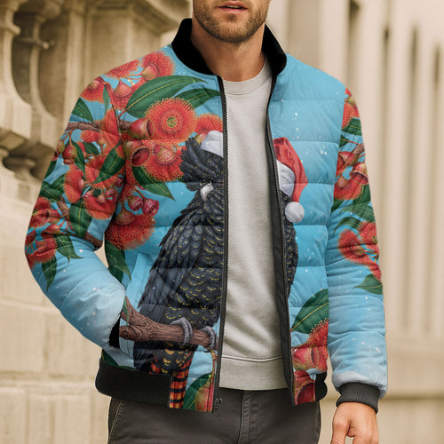 Australia Cockatoo Festive Christmas Bomber Puffer Jacket