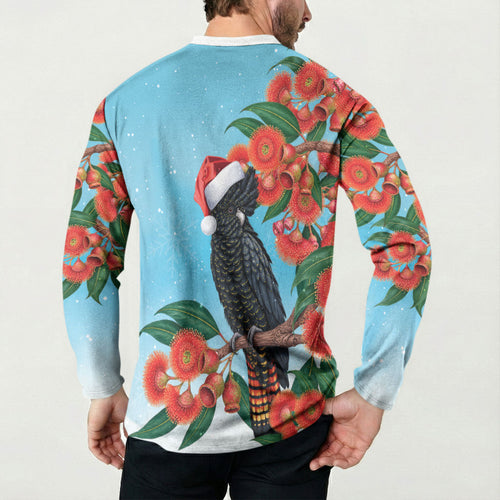 Australia Cockatoo Festive Christmas Button Sweatshirt
