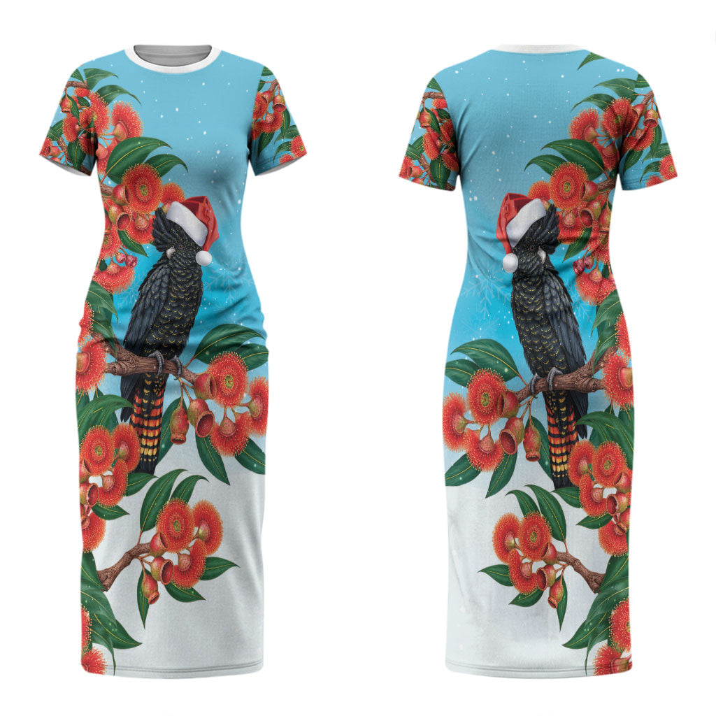 Australia Cockatoo Festive Christmas Couples Matching Short Sleeve Bodycon Dress and Long Sleeve Button Shirt