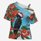 Australia Cockatoo Festive Christmas Cross Shoulder Shirt