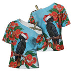 Australia Cockatoo Festive Christmas Cross Shoulder Shirt
