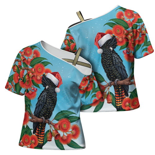 Australia Cockatoo Festive Christmas Cross Shoulder Shirt
