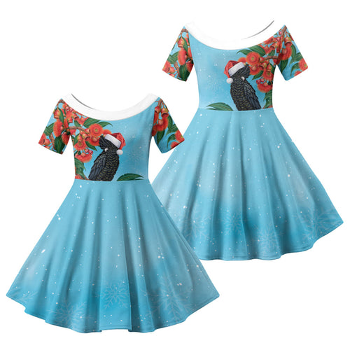 Australia Cockatoo Festive Christmas Family Matching Mermaid Dress and Hawaiian Shirt