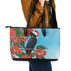 Australia Cockatoo Festive Christmas Leather Tote Bag