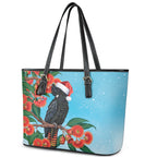 Australia Cockatoo Festive Christmas Leather Tote Bag