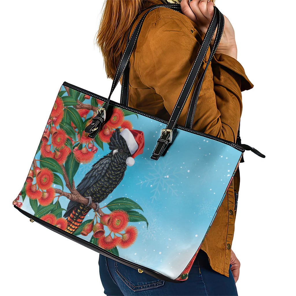 Australia Cockatoo Festive Christmas Leather Tote Bag