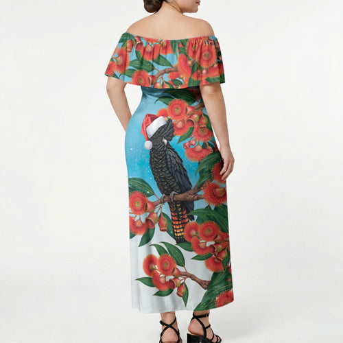 Australia Cockatoo Festive Christmas Off Shoulder Maxi Dress
