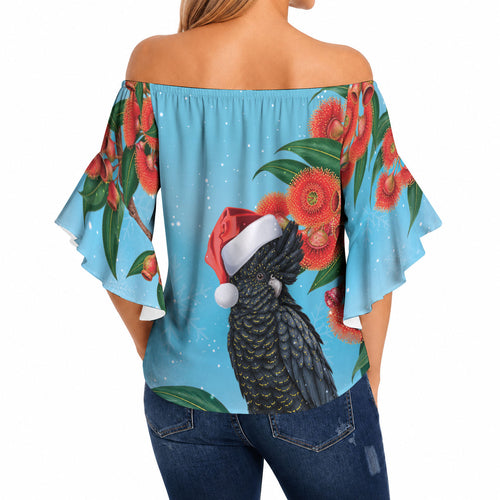 Australia Cockatoo Festive Christmas Off Shoulder Wrap Waist Top