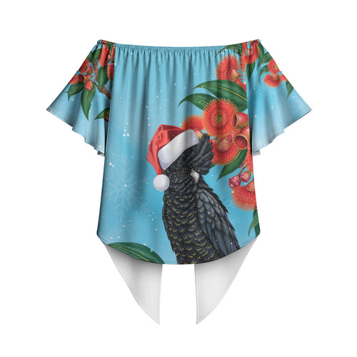 Australia Cockatoo Festive Christmas Off Shoulder Wrap Waist Top