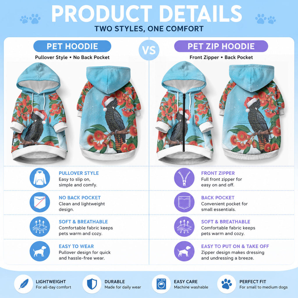 Australia Cockatoo Festive Christmas Pet Hoodie