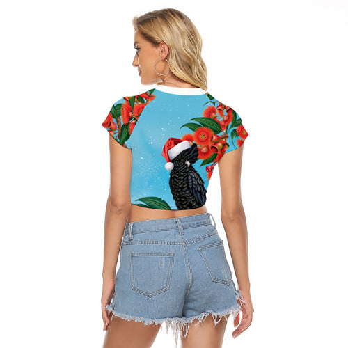 Australia Cockatoo Festive Christmas Raglan Cropped T Shirt