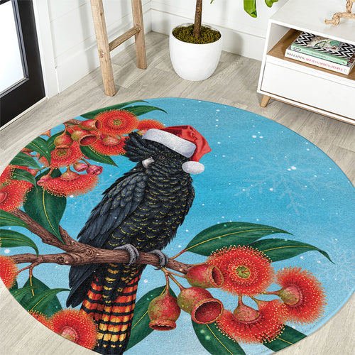 Australia Cockatoo Festive Christmas Round Carpet